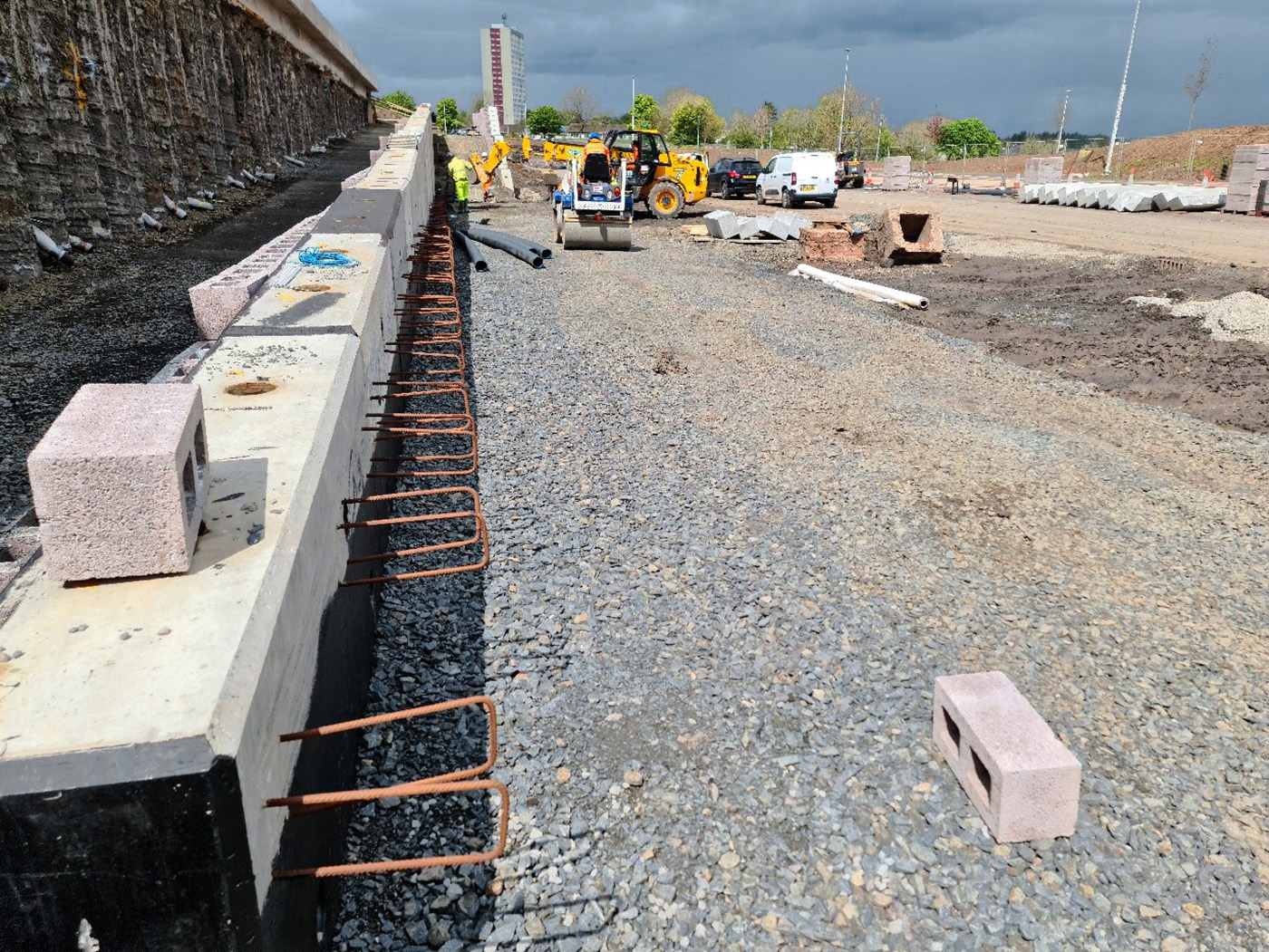 On site overview CaSE civil and structural engineering project greenhills retaining walls and ramp